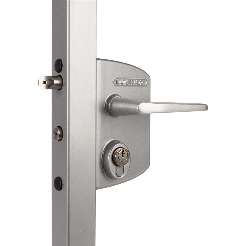 Surface mounted gate lock for Swiss profile cylinder