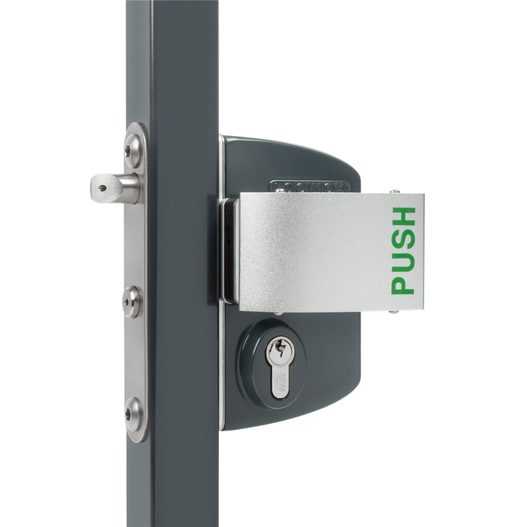 Surface mounted anti-panic gate lock