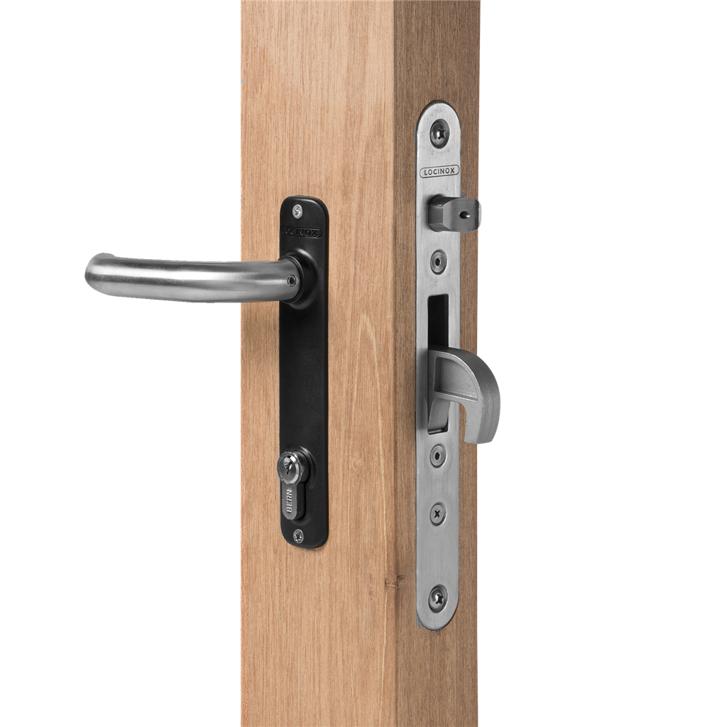 Stainless steel insert lock for wooden gates