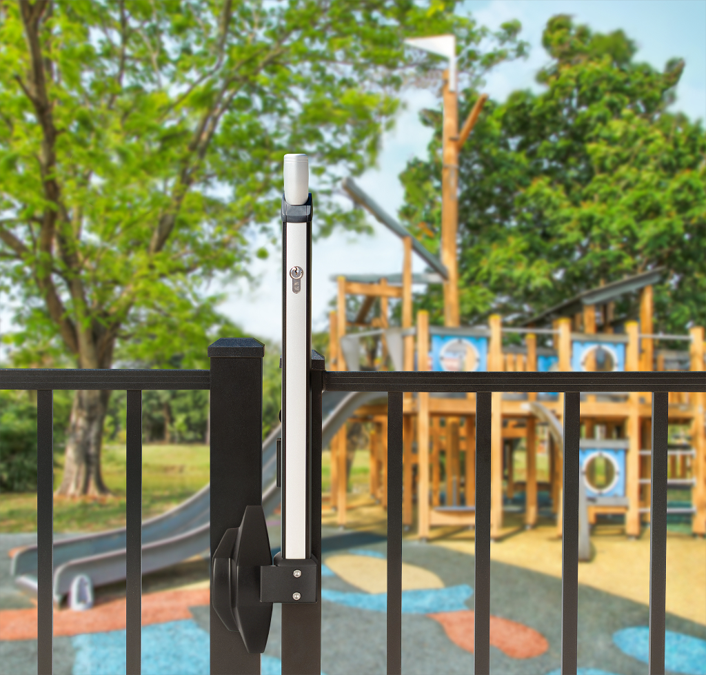 Sleek and sturdy child safe magnetic latch for pools and parks