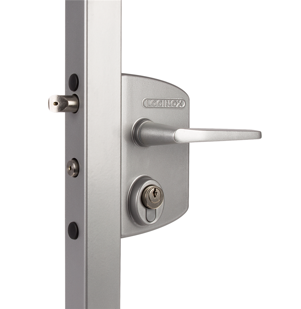 Surface mounted gate lock for Swiss profile cylinder