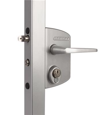 Surface mounted gate lock for Swiss profile cylinder