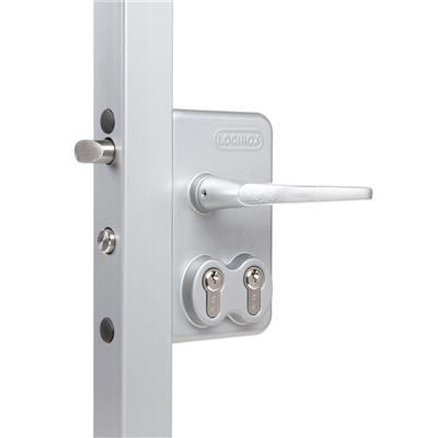 Surface mounted double cylinder gate lock for swing gates