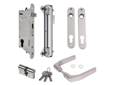 Kompletny zestaw zamka Sixtylock z zaczepem do bram metalowych, PCV lub aluminiowych