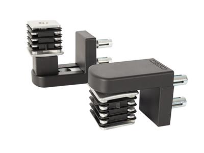 Compact, 2-way 90° hinge interchangeable with Interio gate closer