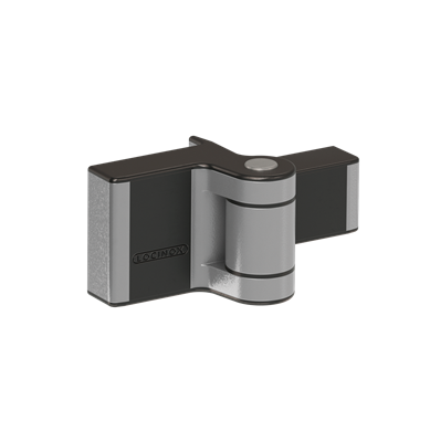 Compact 2-way adjustable 180° surface mounted hinge