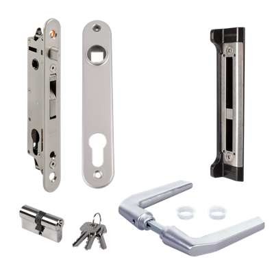 Kompletny zestaw zamka Fortylock z zaczepem do bram metalowych, PCV lub aluminiowych