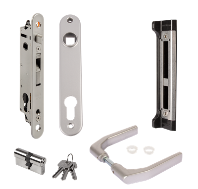 Kit completo con cerradura para equipar puertas metálicas, PVC y de aluminio