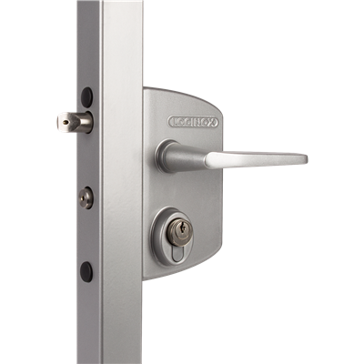 Surface mounted gate lock for Swiss profile cylinder