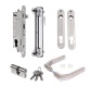 Complete Fiftylock insert set with keep for metal, PVC or aluminium gates