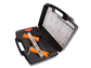 Tool case with drilling jig for surface mounted lock and corresponding keep