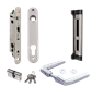 Complete set met insteekslot en slotvanger voor metalen, aluminium en PVC poorten