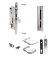 Complete, stainless steel insert lock set for metal and aluminium gates